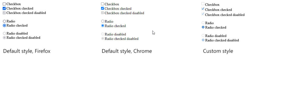 compare checkbox, radio