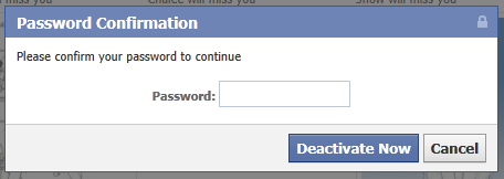 facebook deactivation confirmation