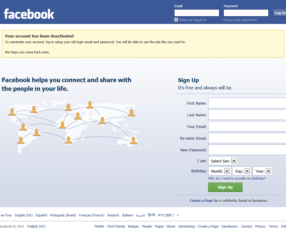 facebook home deactivated