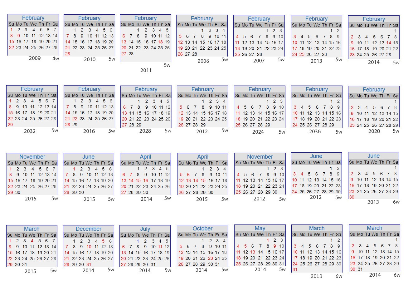 number of weeks in calendar