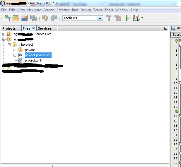 netbeans files tab > project properties