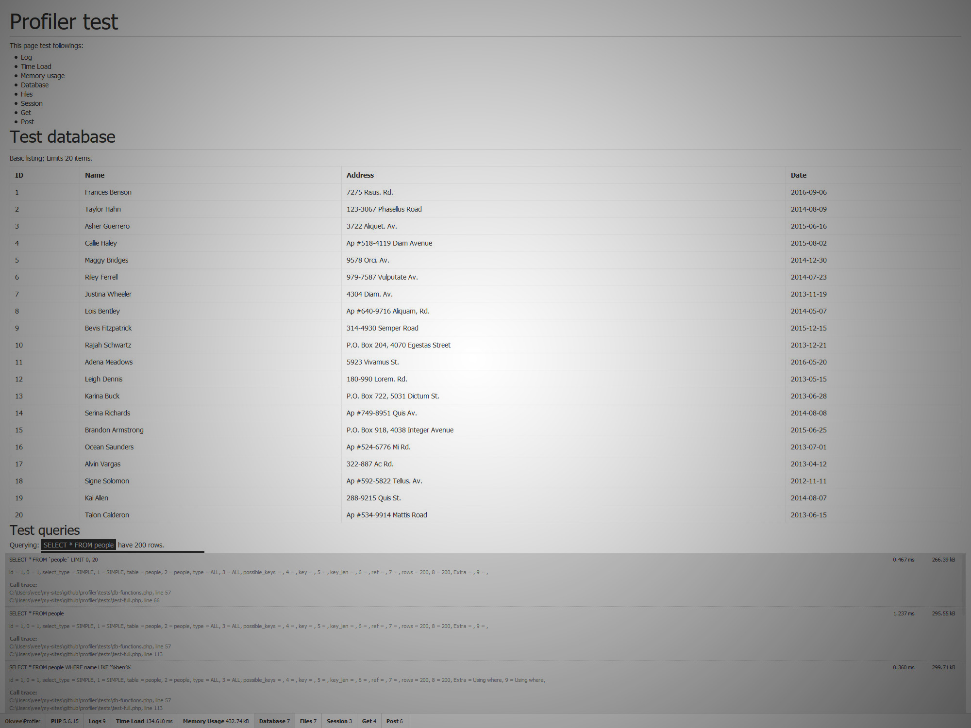 okvee profiler screenshot
